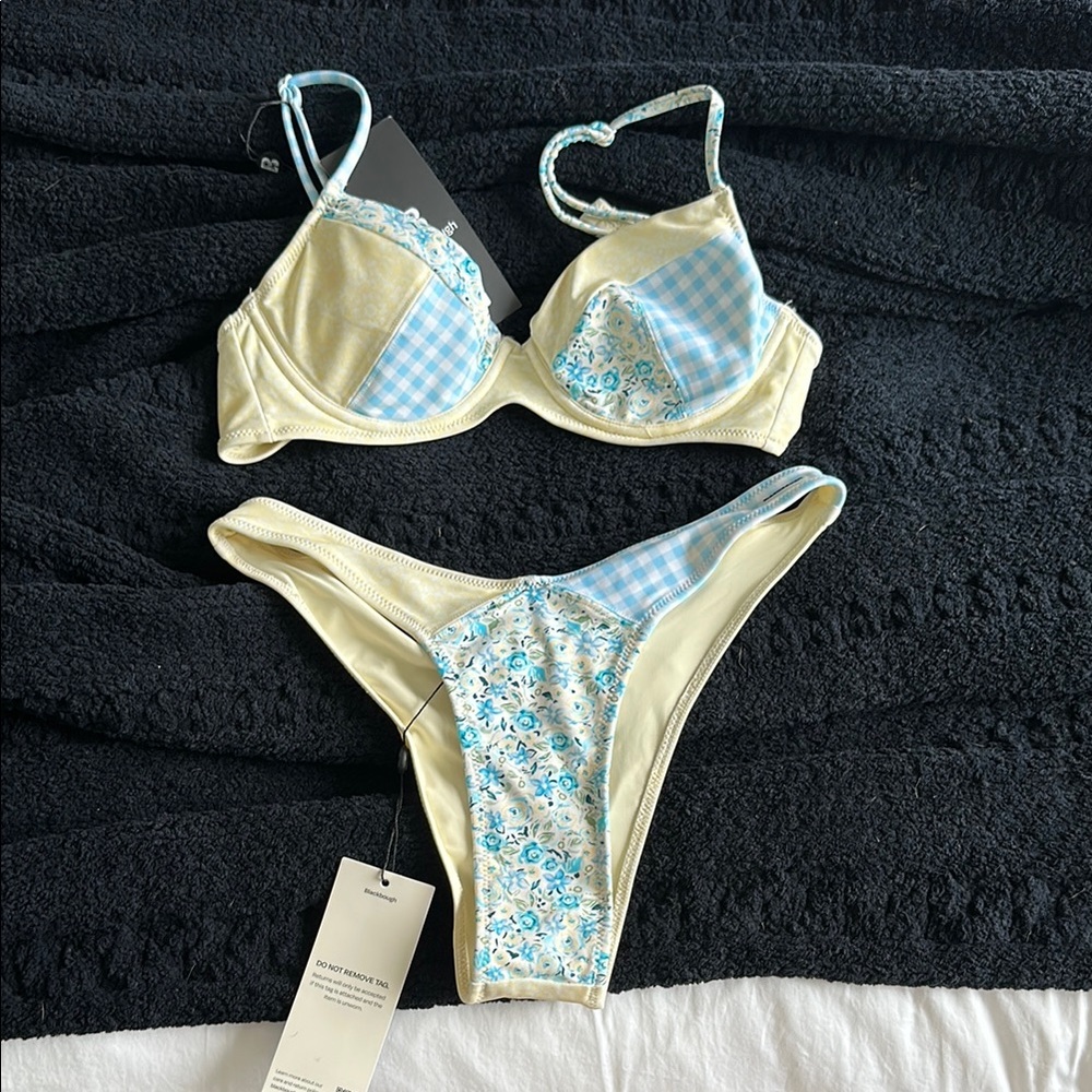 Yellow and Blue Floral Bikini Set